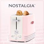 Retro Pink 2-Slice Toaster with Crumb Tray