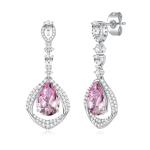 Trendy Pink Crystal Teardrop Halo Earrings