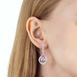 Trendy Pink Crystal Teardrop Halo Earrings