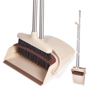 Lightweight Broom and Dustpan Set with Long Handle