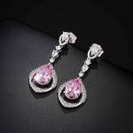 Trendy Pink Crystal Teardrop Halo Earrings