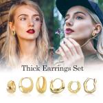 6 Pairs Gold Hoop Earrings Set for Women