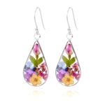 Sterling Silver Flower Teardrop Earrings for Women