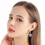 Trendy Pink Crystal Teardrop Halo Earrings