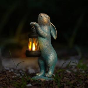 Cute Solar Lantern Rabbit Statue for Garden Decor