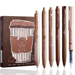 Kawaii Coffee Gel Pens Set with Highlighter
