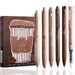 Kawaii Coffee Gel Pens Set with Highlighter