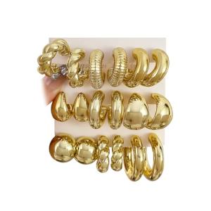 Gold Hoop Earrings Set – 9 Pairs for Women