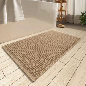 Super Absorbent Non-Slip Waffle Bath Mat, Brown