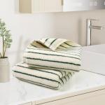 Green Striped Hand Towels for Kitchen and Bath