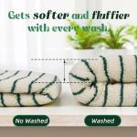 Green Striped Hand Towels for Kitchen and Bath