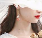 Cute Pink Flower Dangle Earrings for Summer