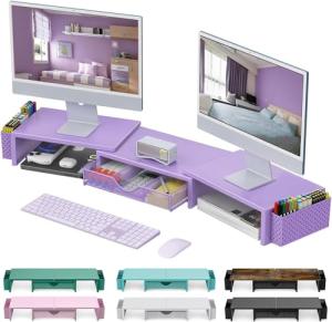 Gianotter Dual Monitor Stand with Drawer and Holders