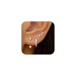 Trendy Gold Huggie Hoop Stud Earrings Set
