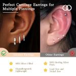 Sterling Silver Huggie Hoop Earrings Set for Women