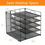 5-Tier Black Desk Organizer with File Holder