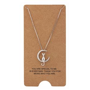 Moon Cat Pendant Necklace with Gold Accents