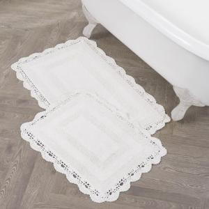 Laura Ashley Creamy White Crochet Bath Rug Set