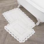 Laura Ashley Creamy White Crochet Bath Rug Set