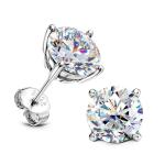 Dainty Moissanite Stud Earrings in White Gold