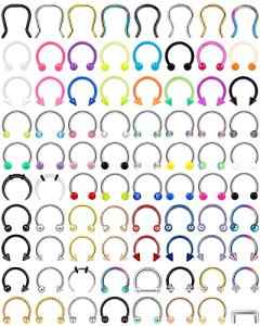 80 Pcs Septum Rings Horseshoe Nose Hoops