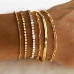 Trendy 14K Gold Plated Stackable Bracelets Set