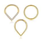 Teardrop Septum Ring in Gold 16G 8mm