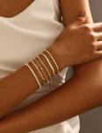 Trendy 14K Gold Plated Stackable Bracelets Set