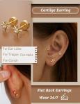 Trendy Hypoallergenic Gold Flat Back Stud Earrings