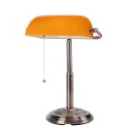 Amber Vintage Desk Lamp with Pull Chain Switch