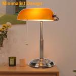 Amber Vintage Desk Lamp with Pull Chain Switch