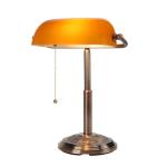 Amber Vintage Desk Lamp with Pull Chain Switch