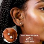 Flat Back Stud Earrings for Cartilage Piercing