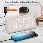 DreamSky Wooden Digital Alarm Clock with USB Port
