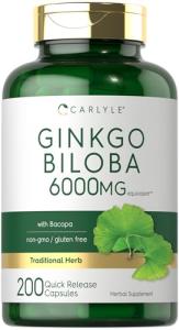 Carlyle Extra Strength Ginkgo Biloba Capsules 6000mg