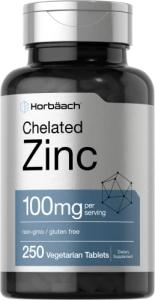 Horbäach 100mg Chelated Zinc Supplement 250 Tablets