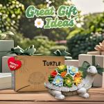Solar Turtle Garden Statue with Succulents and LED Lights