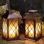 14" Solar Lanterns with Flickering LED Candles