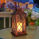 14" Solar Lanterns with Flickering LED Candles