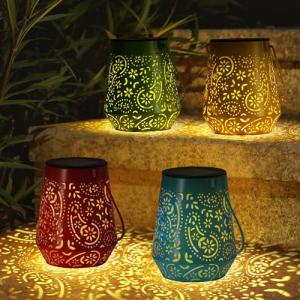 4 Pack Waterproof Solar Lanterns for Outdoor Decor