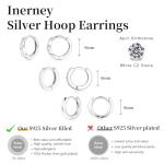 Sterling Silver Huggie Hoop Earrings Set for Women