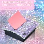Rhinestone Sticky Note Holder for Desk, Purple