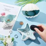 Aqua Conch-Shaped Ceramic Jewelry Tray