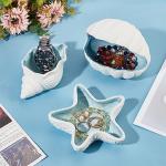 Aqua Conch-Shaped Ceramic Jewelry Tray
