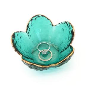 Green Flower Glass Ring and Jewelry Tray