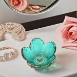 Green Flower Glass Ring and Jewelry Tray