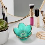 Green Flower Glass Ring and Jewelry Tray