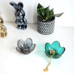 Green Flower Glass Ring and Jewelry Tray