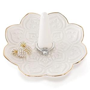 Ceramic White Mandala Jewelry and Ring Holder