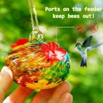 Colorful Hand Blown Glass Hummingbird Feeder